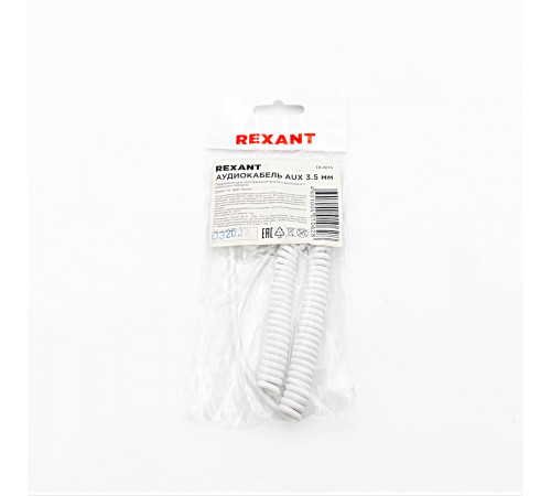 Кабель AUX спираль, Rexant, 1м, белый