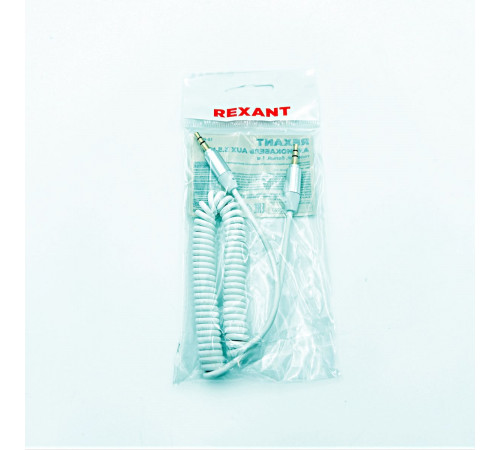 Кабель AUX спираль, Rexant, 1м, белый
